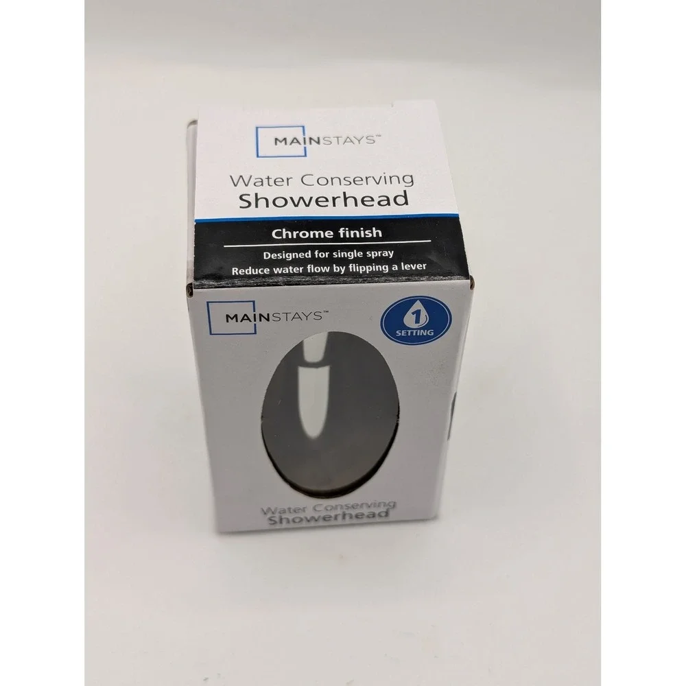 Mainstays Water Conserving Showerhead Chrome Single Spray 1.8 GPM SJ-SH028-1 NEW